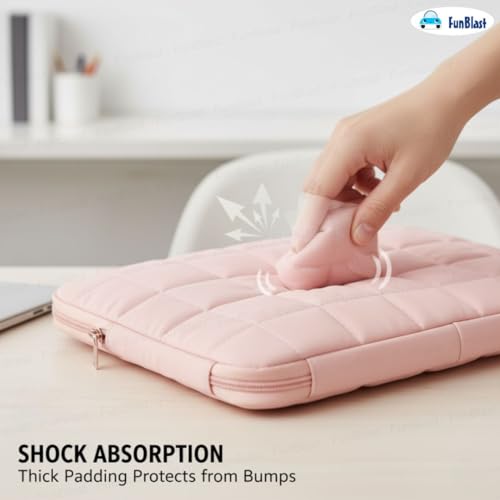 Image of FunBlast Padded Laptop Cover Bag - Laptop Sleeve Bag, Multifunctional Shockproof, Waterproof Laptop Case, 14 Inches Business Bags for Business, Travel, College (Pink)