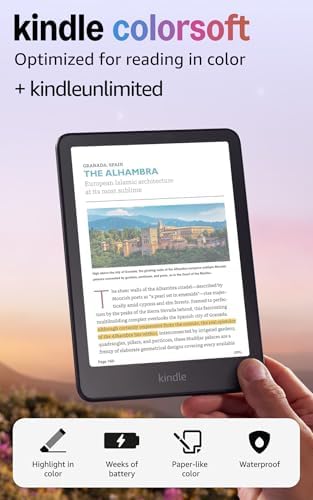 Amazon Kindle Colorsoft 16 GB (newest model) – With color display and adjustable warm light – No Ads – Black + 3 Months of Kindle Unlimited (with auto-renewal)