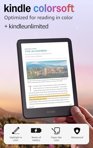 Image of Amazon Kindle Colorsoft 16 GB (newest model) - With color display and adjustable warm light - No Ads - Black + 3 Months of Kindle Unlimited (with auto-renewal)