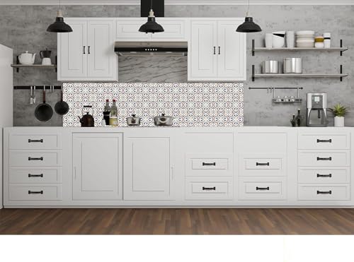 Image of Moroccan Tile Stickers | Waterproof Self Adhesive Peel & Stick Tile Decals for Kitchen Backsplash, Bathroom Wall, Floor, Furniture & Glass (4x4 Inch, Design 74)