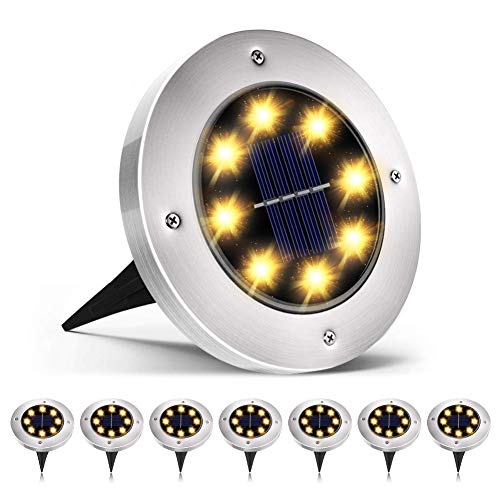 8 luces solares LED GEEDIAR 8 piezas de luz solar de jardín, IP67 impermeable camino, luces solares de camino para patio, camino de césped