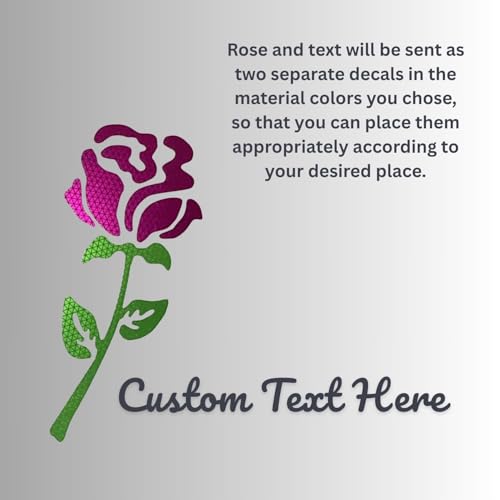 Image of High-Intensity Grade Reflective Rose Car Decal, Customizable (Rose with Custom Text, Rose with Custom Text)