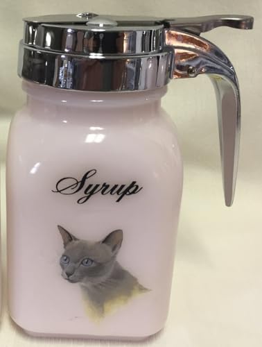 Syrup Dispenser - Crown Tuscan - American Made - Mosser Glass USA (Tonkinois Cat w/Script Lettering)