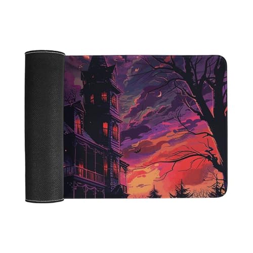 Black Haunted House Desk Pad Large protector de escritorio miniatura 3