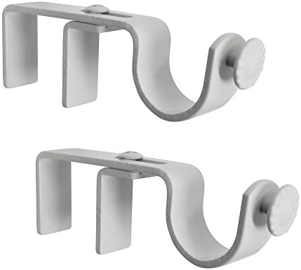 GB HOME COLLECTION Adjustable Curtain Rod Bracket for Placing Over Outside Mounted Blinds, Set of 2, White, Cafe Rod Attachments Work with Vertical Or Horizontal Blind Valences and Headrails