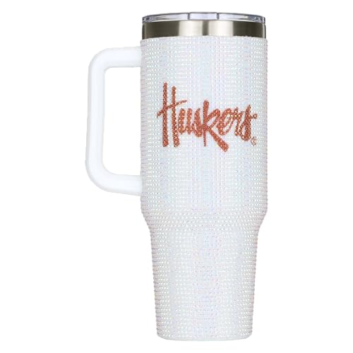 Image of The Memory Company Officially Licensed 40oz White Bling Game Day Tumbler, University of Nebraska, Lincoln
