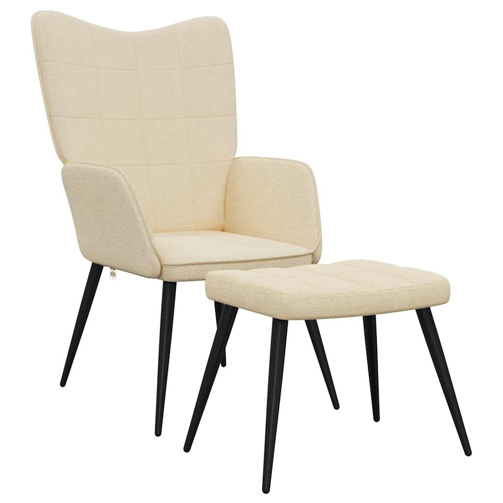 Fauteuil relax avec repose-pieds crème tissu salon fauteuil inclinable lounge