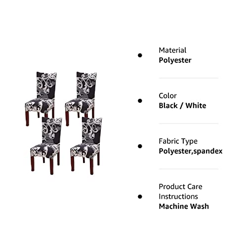 Fuloon 4 Pack Super Fit Stretch Removable Washable Short Dining Chair Protector Cover Seat Slipcover For Hotel, Dining Room, Ceremony, Banquet Wedding Party #TOP7
