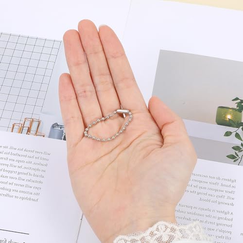50 Stück Kugelkette 10cm Schlüsselanhänger Kette Edelstahl Perlen Rollenkette 2.4 mm Metall Hängekette Kugelkette mit Verschluss für Dog Tag Kette DIY Schmuckherstellung Schlüsselanhänger Basteln