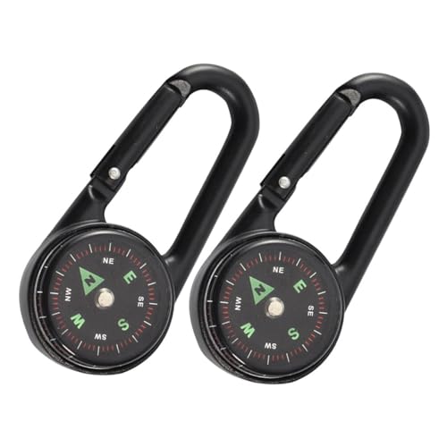 Brújula metal carabiner doble 2 pcs para camping miniatura 1