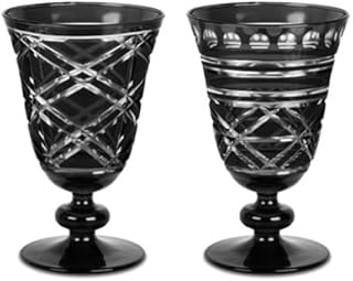 Baci Milano Juego de 6 copas de vino de cristal, colección Optical, color negro ahumado, diámetro 8,2 x altura 13 cm