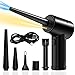 Elektrische Staubgebläse, 3 Gang 51000 U/min Air Duster, Luftstaubtuch, Tastatursauger, Mini Staubsauger Kabelloser Luftgebläse 6000 mAh Akku mit LED Licht Druckluftspray Type-C 10W Schnelles Aufladen
