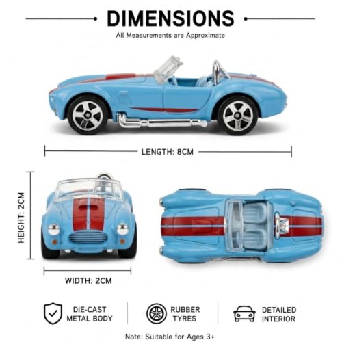 Image of 1:64 Scale Die Cast Metal Sports Car Toy for Kids & Collectors with Free Rolling Wheels, Premium Mini Metal Car Model, Realistic Detailed Design, Blue Finish, Display Vehicle, Birthday Return Gift