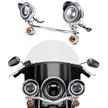 Motorcycle Auxiliary Light 4.84 inch Fog Lamp Headlight Chrome LED Front Head light with Signal Light Bracket Set For Crusier Cafe Racer Bobber Chopper Front Driving light Style A