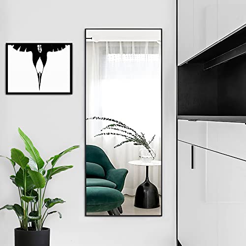 Image of PexFix Floor Full Length Mirror 64 inchx22 inch Mirror Full Length with Stand Full Body Mirror for Home Decor,Black
