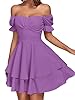 LYANER Women's Tie Back Off Shoulder Wrap Layer Ruffle Short Sleeve Mini Dress Lilac XX-Large #2