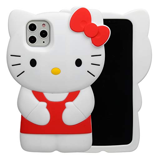 Hello Kitty Case for iPhone 11 Pro Max 6.5" 2019,Phenix-Color Cartoon 3D Cute Soft Silicone Rubber Protective Gel Back Cover,Animated for Kids Girls (Red, iPhone 11 Pro Max 6.5")