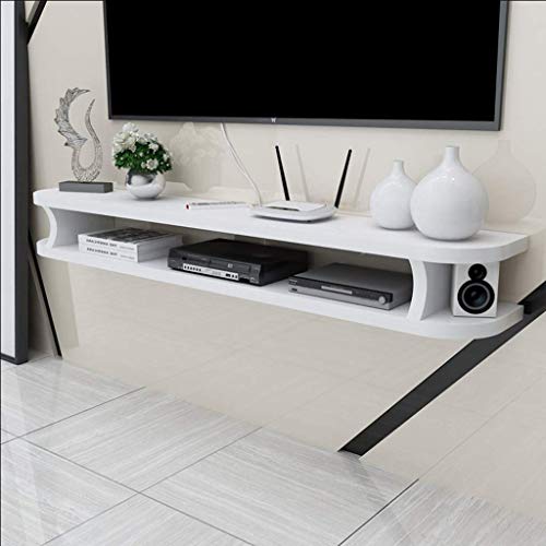 Wand Media Console Für Dvd Blu-Ray-Player, Tv-Ständer, Satelliten-Tv-Box, Kabel-Box, Tv-Gerät, Schweberahmen Wandregal/Weiß / 120cm