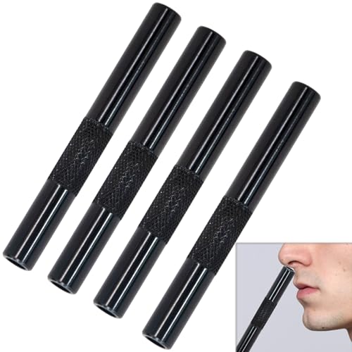 Zephyra 4 Cannucce in metallo – Cannucce riutilizzabili in alluminio, circa 7 cm – Cannuccia portatile per l’uso quotidiano – Qualità premium – Leggere e igieniche (Nero)