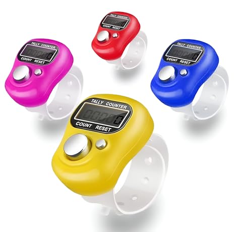 Image of FreshDcart Counter for Chanting Mantra Tally Counter | 5-Digit Finger Ring with LCD Display & Reset Button | Handheld Counter for Meditation, Jap, Sports, Knitting & Classroom Use (4 Qty, Multicolor)