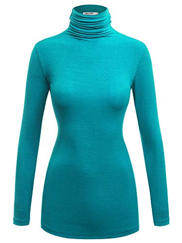 Image of Lock and Love Women's Turtleneck Top Lightweight Long Sleeve Slim Fit Pullover, Soft Rayon Stretch Layering Basic, S-3XL