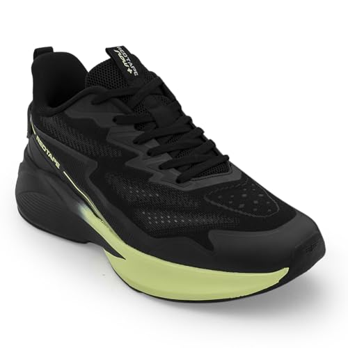 Image of Red Tape Men's Sneakers Black Mesh Round Toe Lace-Up Flexible Support