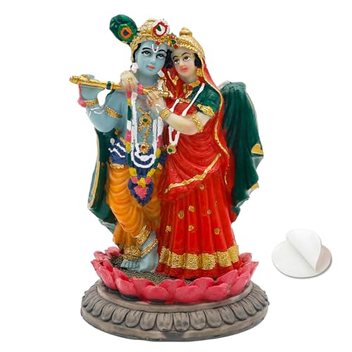 alikiki India Idol Radha Krishna Figurine - 3.9”H Hindu Murti God Krishna Radha Statue for Car Dashboard Decor Home Office Temple Mandir Altar Shrine Pooja Decor Diwali Spiritual Gifts