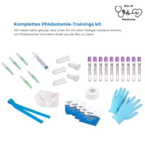Phlebotomie-Kit | IV, Venenpunktion, Phlebotomie-Arm-Praxis-Kit | Perfekte Phlebotomie-Geschenke für Medizin- und Pflegestudenten | Gesamtes Phlebotomie-Kit und Zubehör | (NUR FÜR AUSBILDUNGSZWECKE)