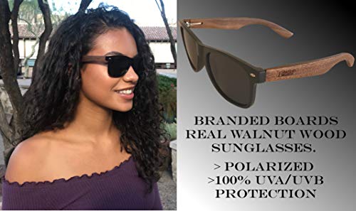 Real Wooden Sunglasses for Women and Men 100% UVA/UVB Polarized Vintage Style (Black with Bag & Sport Case)2
