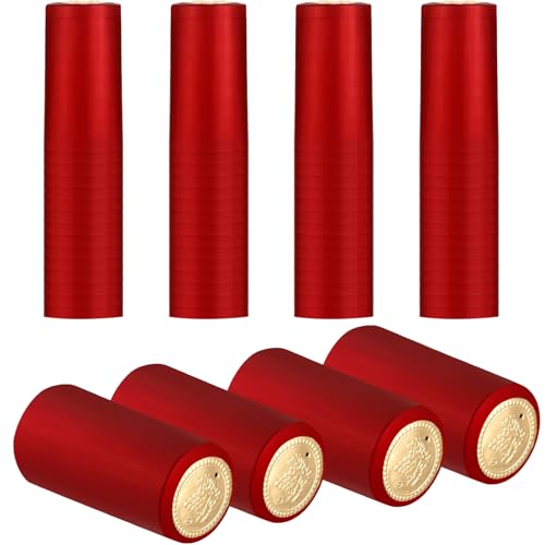 Image of Blulu 400 Pcs Wine Sealer for Bottles PVC Heat Shrink Capsules Bottle Caps for Wine Making Cellars and Home Use (Red)