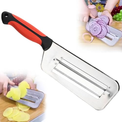 2026 New Cabbage Shredder for Coleslaw, Stainless Steel Shredder Knife, Stainless Steel Dual Blade Julienne Cutter, Kitchen Multifunctional Vegetable Cutter Slicer (1PCS)