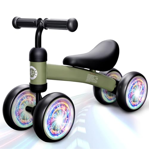 Bicicleta sin Pedales para niños a Partir de 1 año de Equilibrio, Juguetes Bebes 1 Año, Bici Bebe con 4 Ruedas para bebés de 10 a 24 Meses Niños y Niñas como Regalo Verde