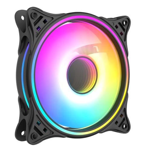 CiT Tornado 120mm ARGB PWM PC Case Fan – Infinity Mirror Dual-Ring, 20 ARGB LEDs, Motherboard Sync (5V 3-Pin Addressable RGB), Up to 1500 RPM, Quiet Hydraulic Bearing - Black