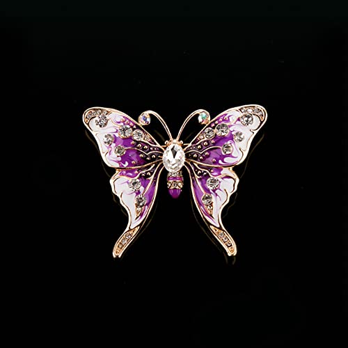Junyy Temperament Butterfly Rhinestone Crystal Brooch For Women Girls Dainty Silk Scarf Buckle Animal Corsage Pins(Purple) One Size #TOP1
