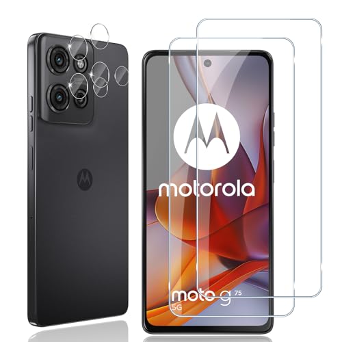 Locofun Schutzfolie für Motorola Moto G75 5G für Panzerglas, 9H Festigkeit Panzer Schutz Glas & Kameraschutz Panzerfolie, [2+2 Stück] Anti-Kratzer Bildschirmschutzfolie Schutzglas