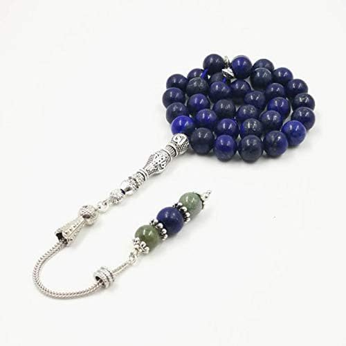 Miniatura 5 de Piedras naturales de lapislázulis Tasbih 33 66 99 Paryer perlas musulmanas misbaha hombre oración pulseras para niñas piedra Rosario