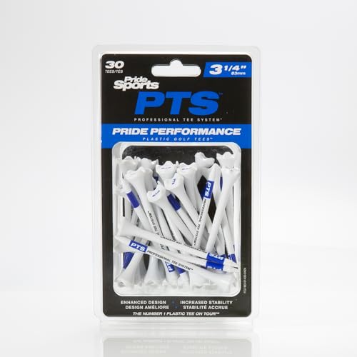 PrideSports 3-1/4" Plastic Golf Tees 30 Pack for Drivers