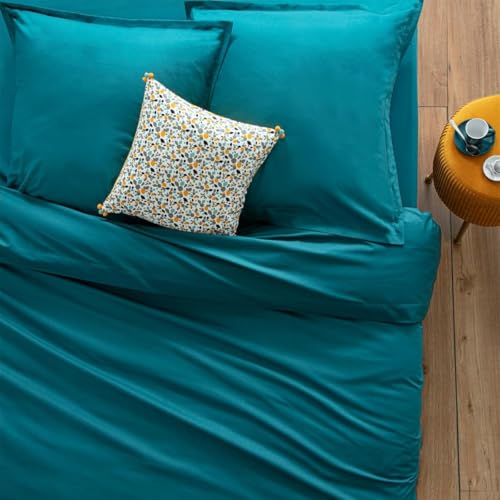 Atmosphera - Housse de Couette en Coton - Bleu Canard 240x220 cm