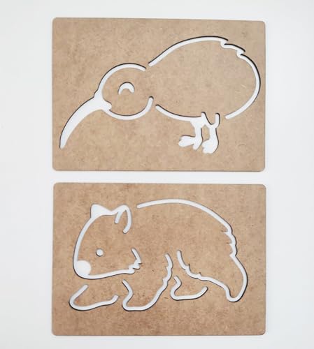 Image of Cliths 14-Piece Montessori Australian Animals Stencil Set - Ideal for Kids & Preschoolers, Hand Muscle Training, Drawing and Sketching