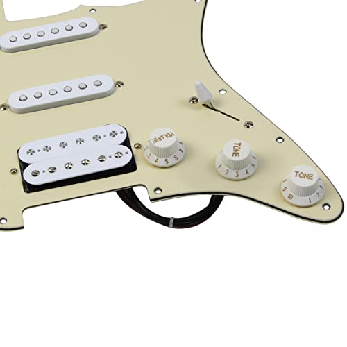 FLEOR Alnico V Loaded Prewired Pickguard Set SSH Alnico Dual Rail Humbucker for ST ST Electric Guitar Replacement Cream 3Ply - Image 4