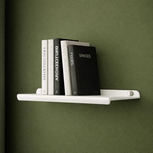 Image of 17 Inch Set 2 White Wall Shelf - Metal Floating Shelf for Wall, Wall Mounted Shelves, Modern Wall Shelf for Bedroom & Living Room Storage, Minimalist Wall Mount Shelf (43.18 CM Long X 17 CM deep)