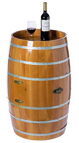 Vintiquewise Wooden Wine Barrel Shaped Wine Holder, Bar Storage Lockable Storage Cabinet #TOP5
