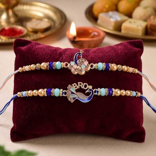 Image of TIED RIBBONS Rakhi for Brother - Set of 2 Rakhi with Tikka - Bracelet Rakhis for Brother Bhaiya Men Boys Kids Bhai - Rakshabandhan Rakhis Combo Set