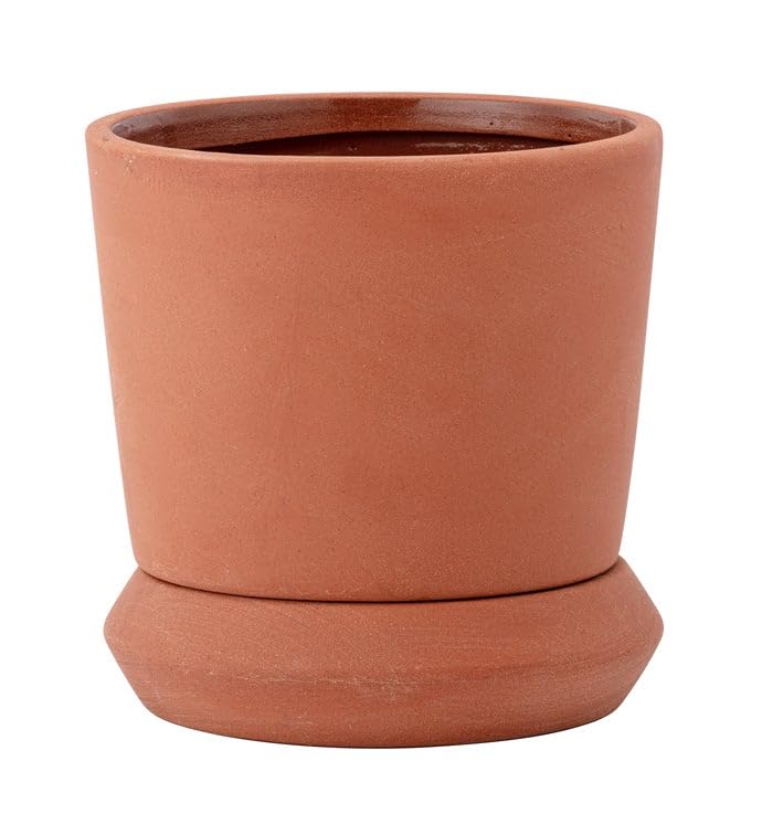napco imports decorative home or garden 6 x 5 inch indoor or outdoor flower pot planter with saucer smooth terra cotta