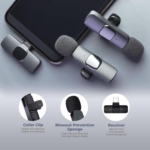 Image of DDLC K9 Wireless Collar Mic Comptable for Android Tablets DSLR Noise Reduction Type-C Lavalier Lapel Mike Shoots Youtubers Video Recording Facebook Live Stream Microphone Creator