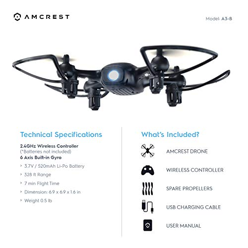image for Amcrest Skylight Mini-Drone w/LED Light, Training Drone for Kids & Beg