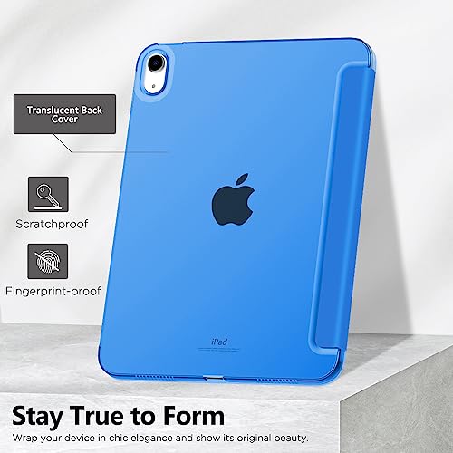 Image of MoKo for iPad (A16) 11th Generation Case 11 Inch 2025, iPad 10th Generation Case 10.9 Inch 2022, Slim Stand Hard PC Translucent Back Shell Smart Cover, Support Touch ID, Auto Wake /Sleep, Blue Wave