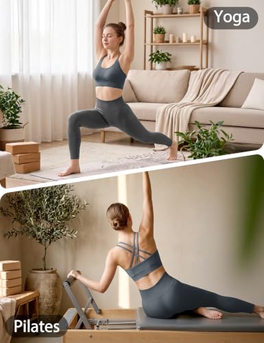 Image of VEQKING Strappy Cross Back Sports Bra for Women Removable Padded Yoga Bras