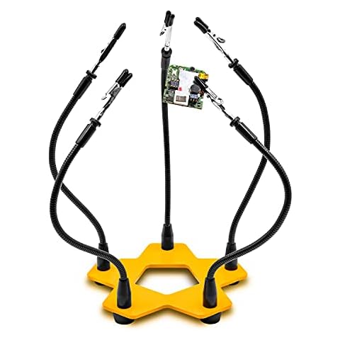Fstop Labs Third Hand Soldering PCB Holder Tool Five Arms Helping Hands Crafts Jewelry Hobby Workshop Helping Station Non-slip weighted base Cover