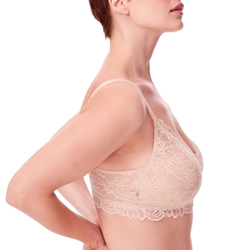 Bali Womens Lace Desire Wireless Bra, Lacy Full-coverage Wirefree Convertible Bra, Latte Lift, X-Large US - Thumbnail 2